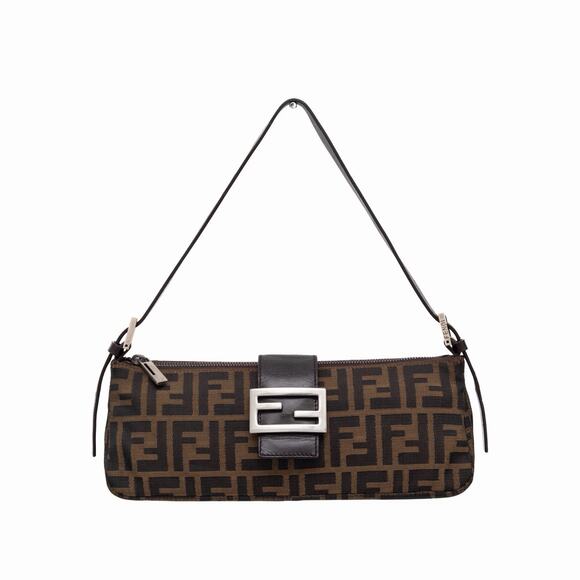 VTG FENDI Zucca FF Monogram Baguette Shoulder Bag Brown RARE - Picture 1 of 16